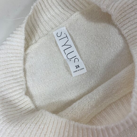 Stylus Womens Soft Cream Ivory Knit Long Sleeve Pullover Sweater Size 2X - Picture 3 of 4